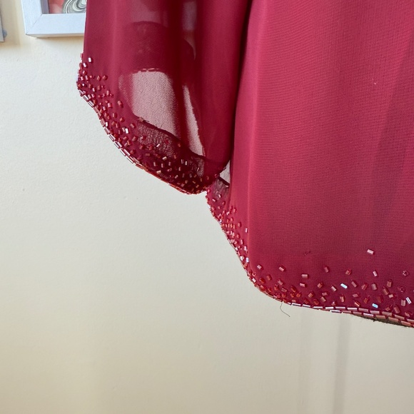 Elegant sheer berry-toned beaded cardigan - Picture 6 of 8